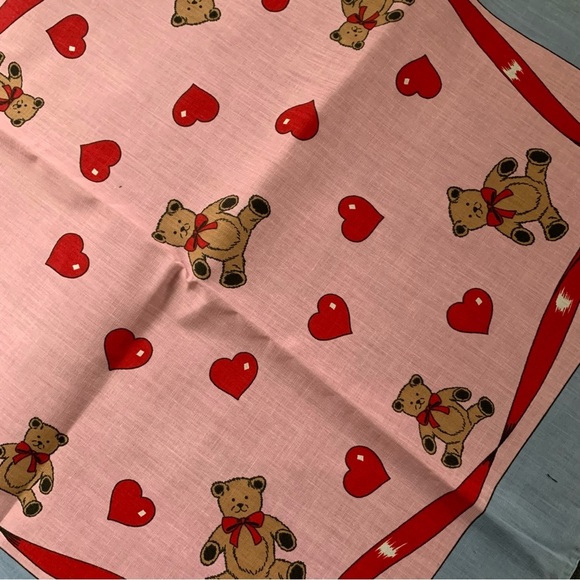 Vintage Teddy Bear Bandana Pink and Blue Whimsical Kidcore Festival Cute - Picture 5 of 6